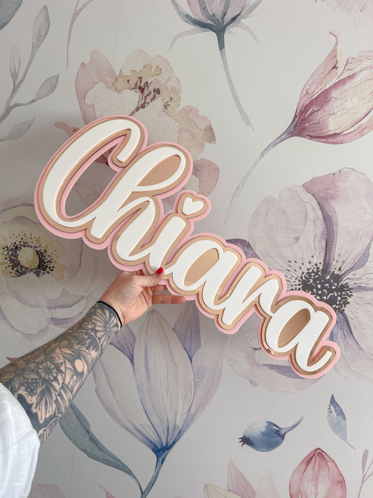 Triple Layer Name Sign (Cursive Font)