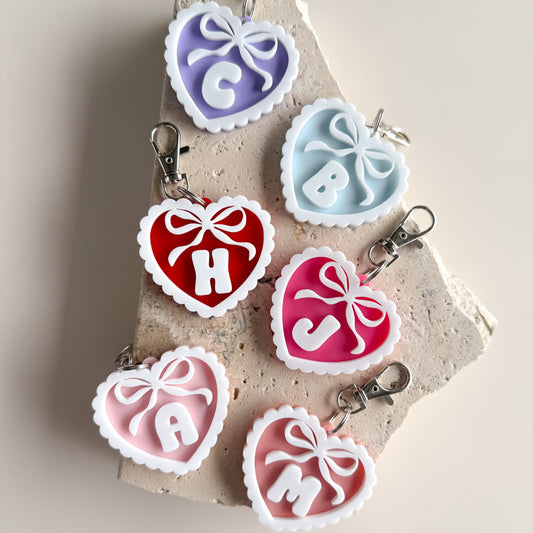 Bow Heart Initial Keyring