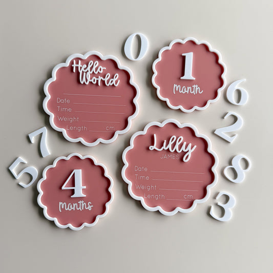 Interchangeable Milestone Set - Acrylic Scalloped Border
