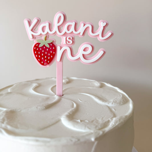 Sweet 'ONE' Strawberry Personalised Cake Topper