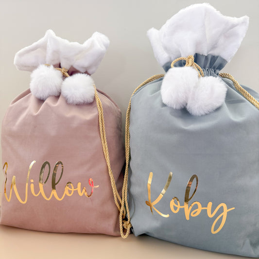 Velvet Plush Pom Pom Santa Sack LIMITED EDITION