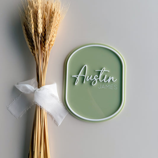 Oval Border Birth Announcement