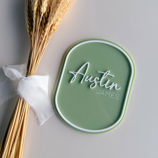 Oval Border Birth Announcement