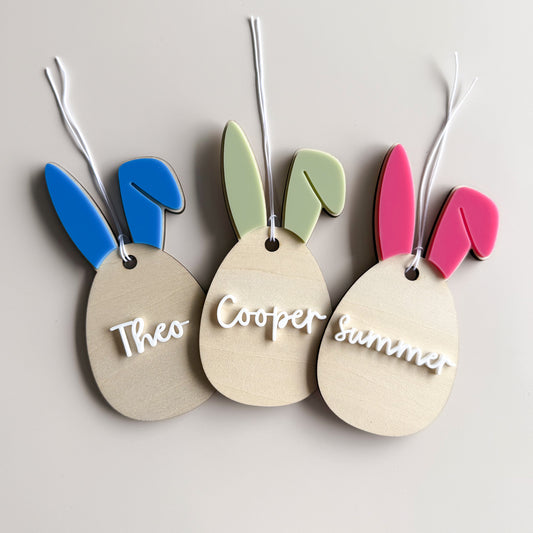 Bunny Ears Easter Basket Tag Coloured