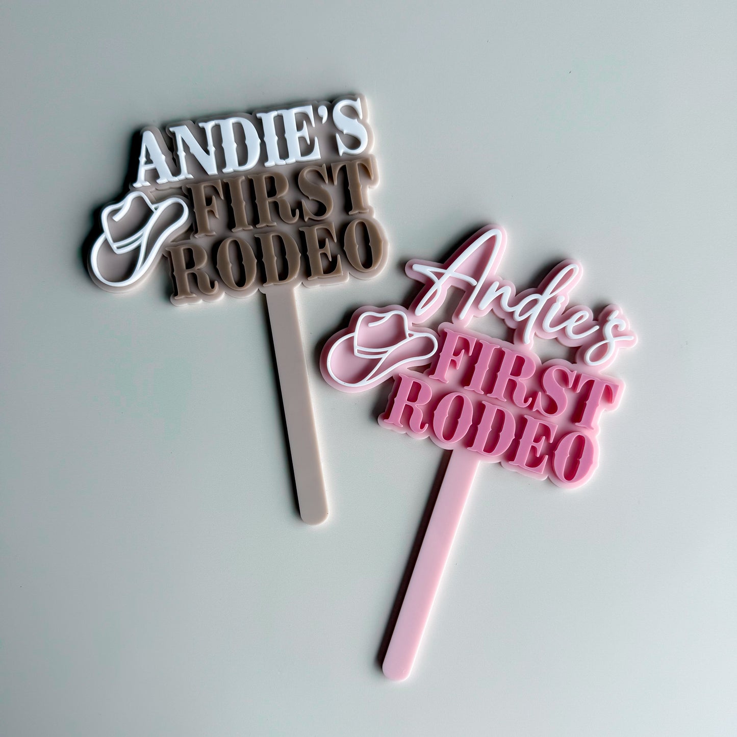 First Rodeo Personalised Cake Topper Cursive