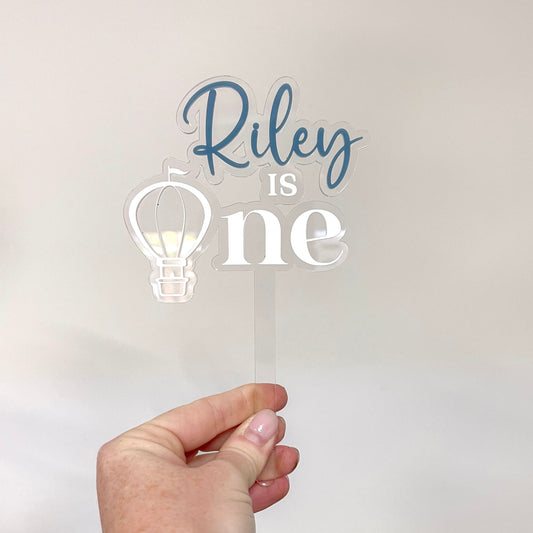 Hot Air Balloon "ONE" Personalised Cake Topper