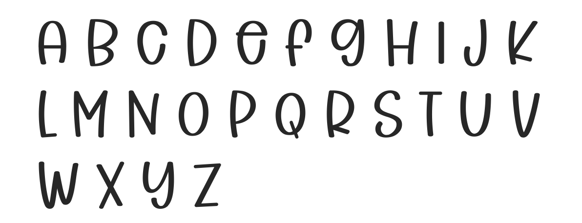 Black handwritten-style alphabet letters on a white background