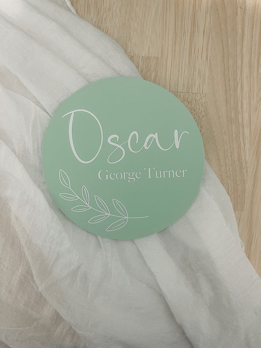 Leaf Name Birth Announcement Sign