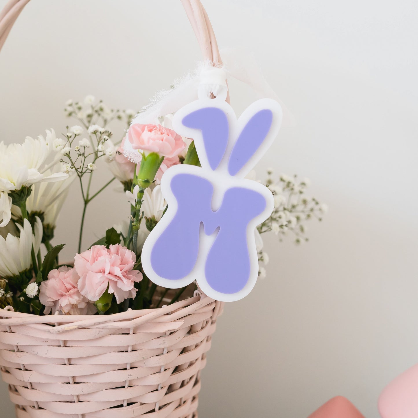 Bunny Ear Retro Initial Easter Basket Tag