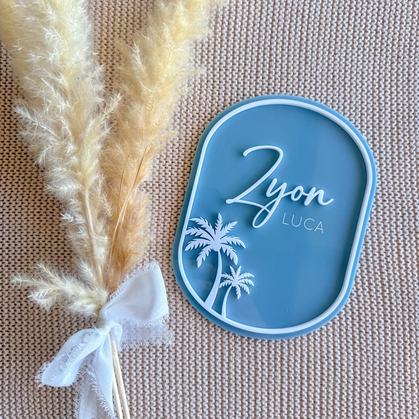 Oval Palm Border Birth Announcement