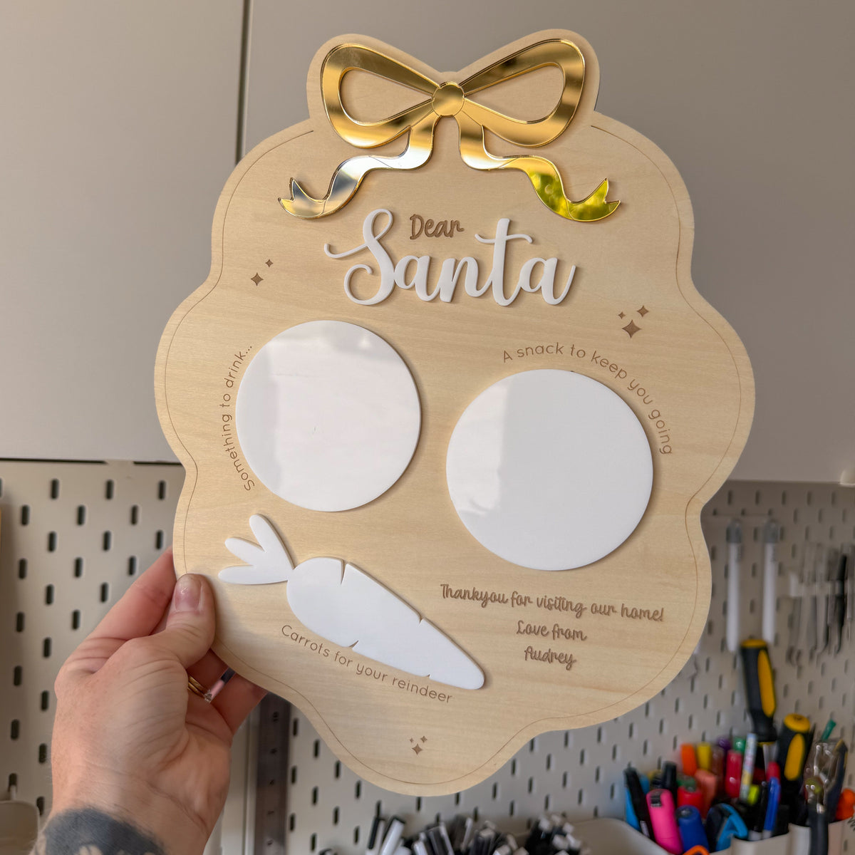 Santa Treat Board Framed Bow