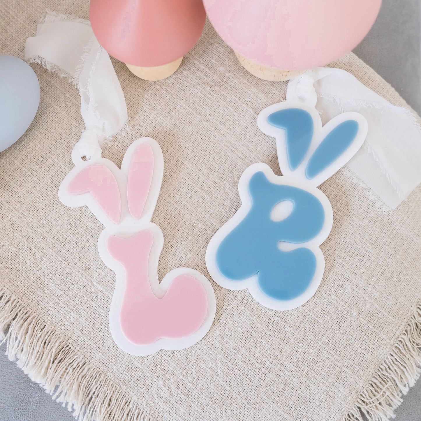 Bunny Ear Retro Initial Easter Basket Tag