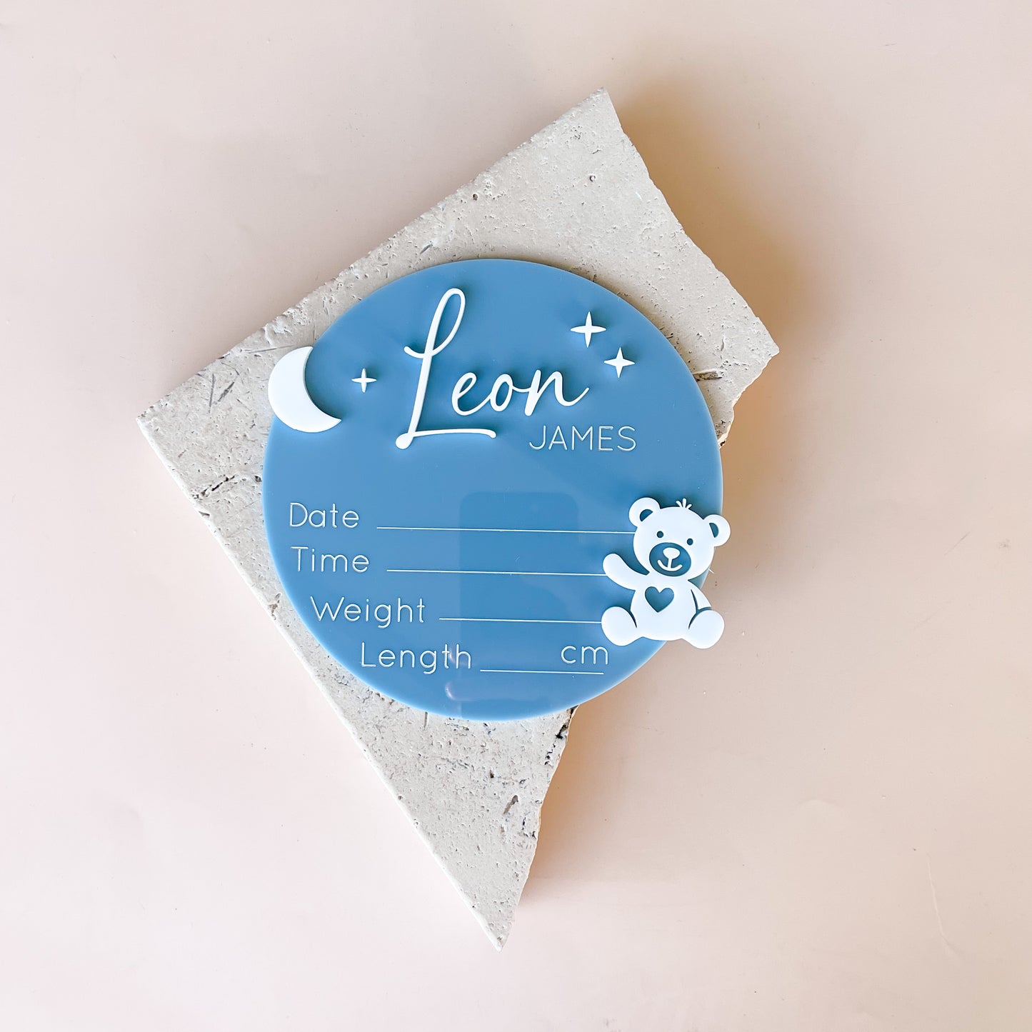 Teddy Bear Acrylic Birth Announcement & Informatio