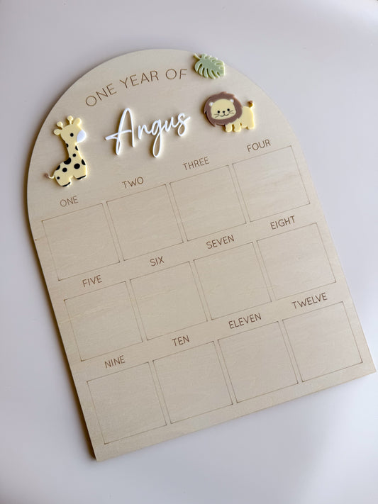 One Year Of Photo Board - Safari Pastels