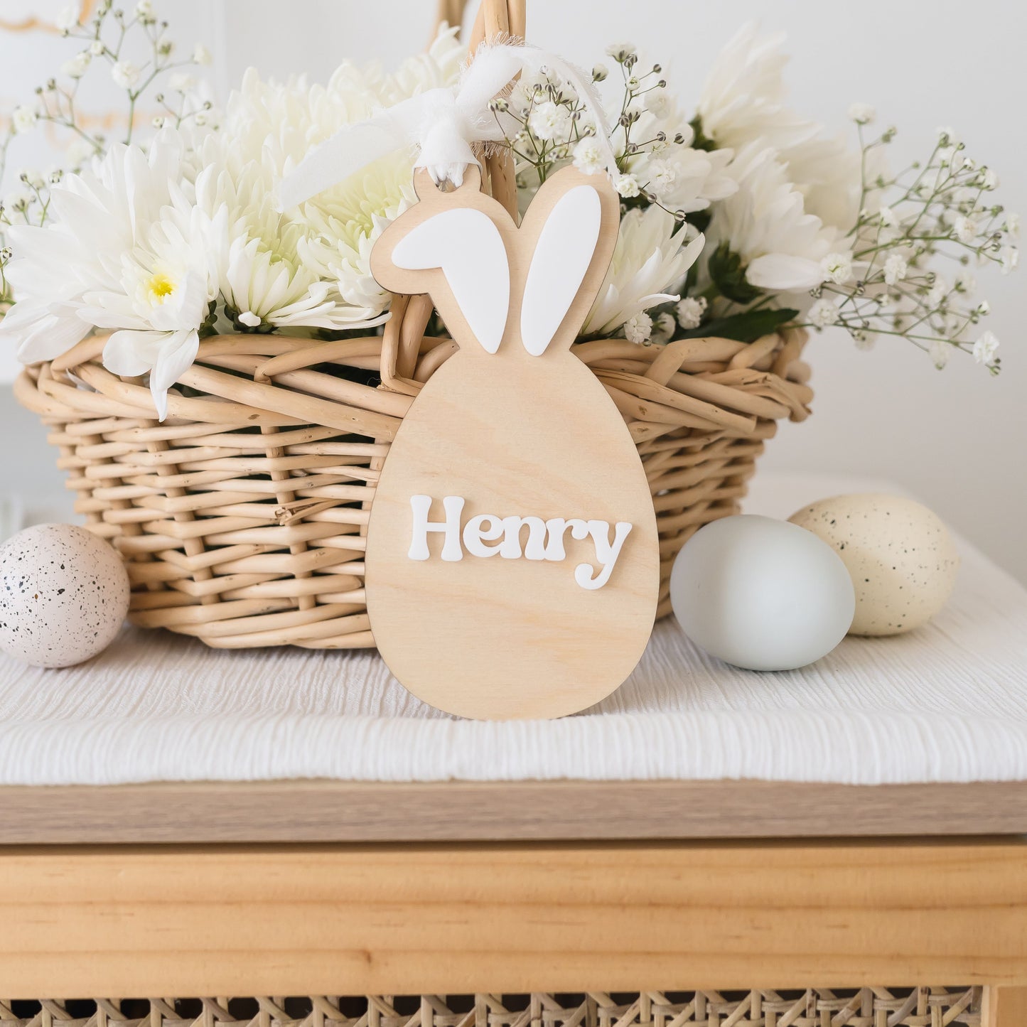 Bunny Ears Easter Basket Tag Retro