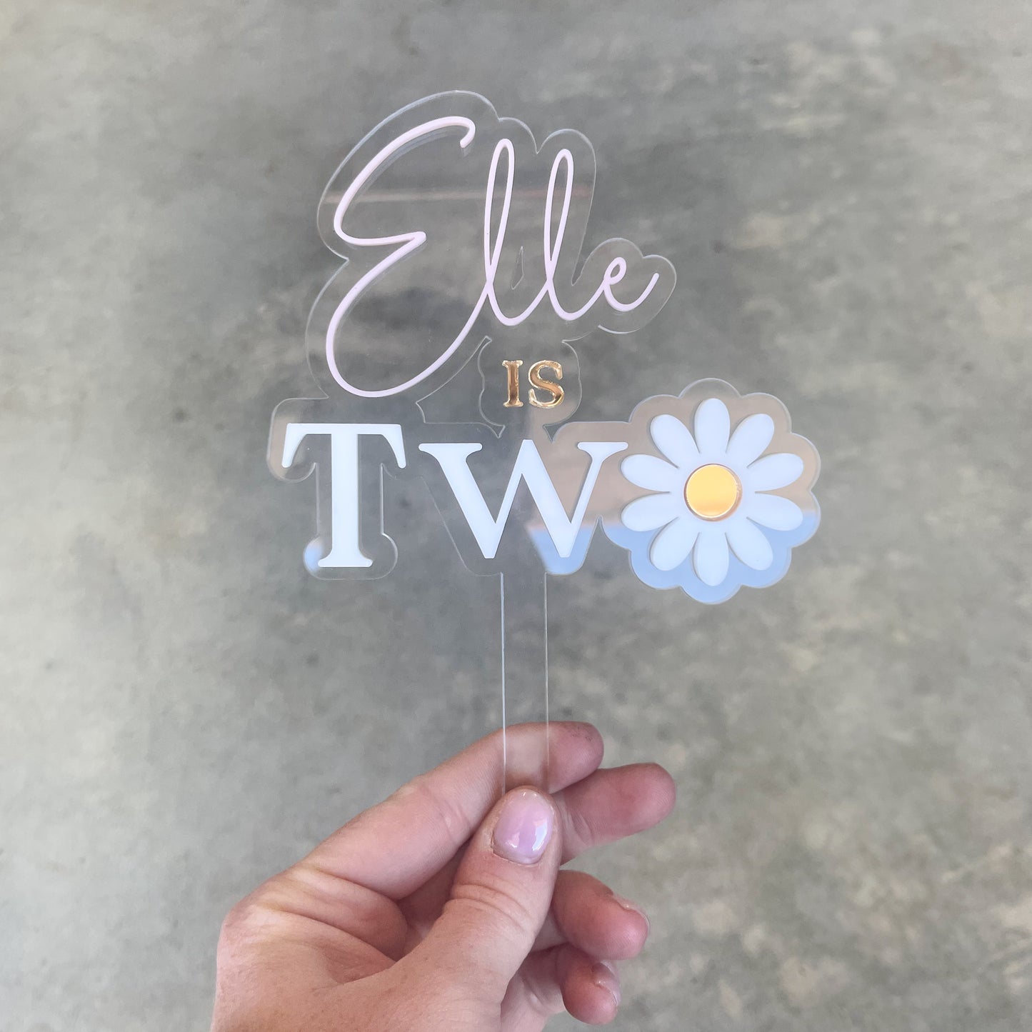 Personalised Daisy Cake Topper "TWO"