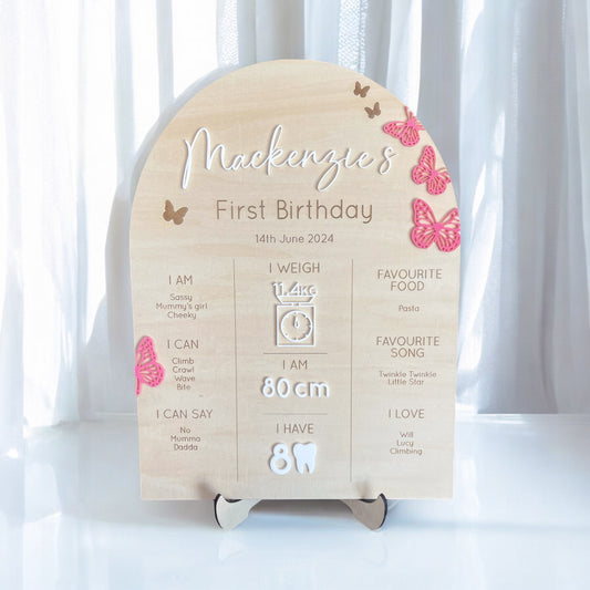 My First Birthday Board - Butterflies