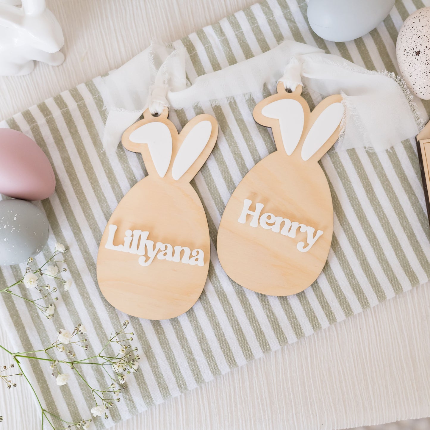 Bunny Ears Easter Basket Tag Retro