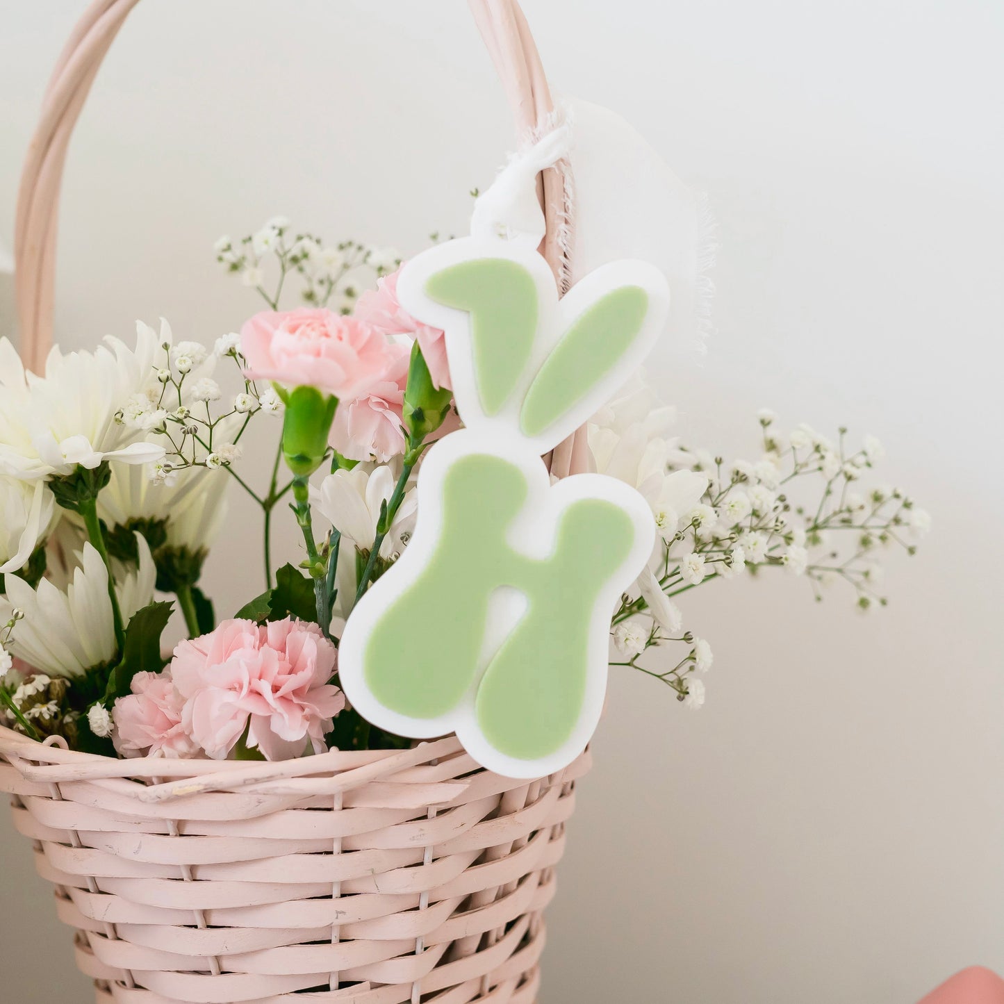 Bunny Ear Retro Initial Easter Basket Tag