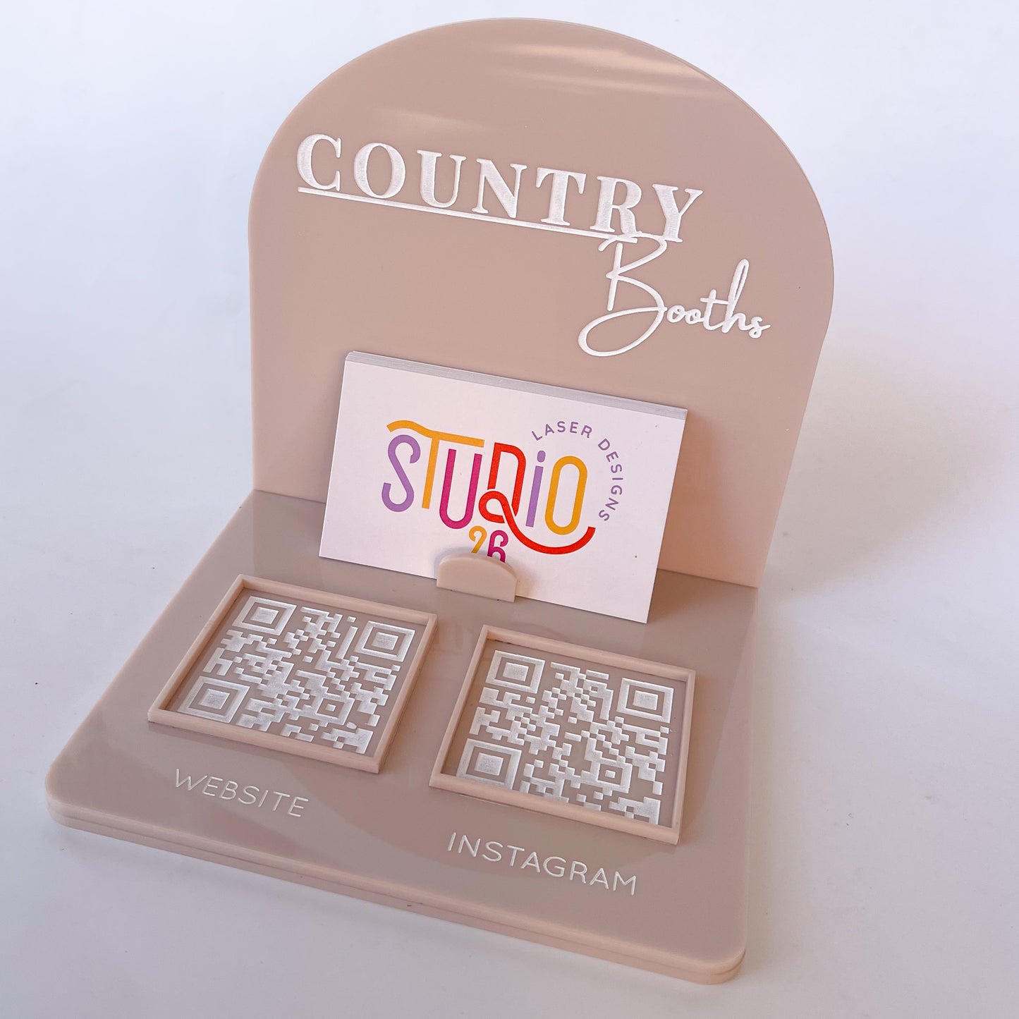 Acrylic Business Card Holder & 2 QR Codes