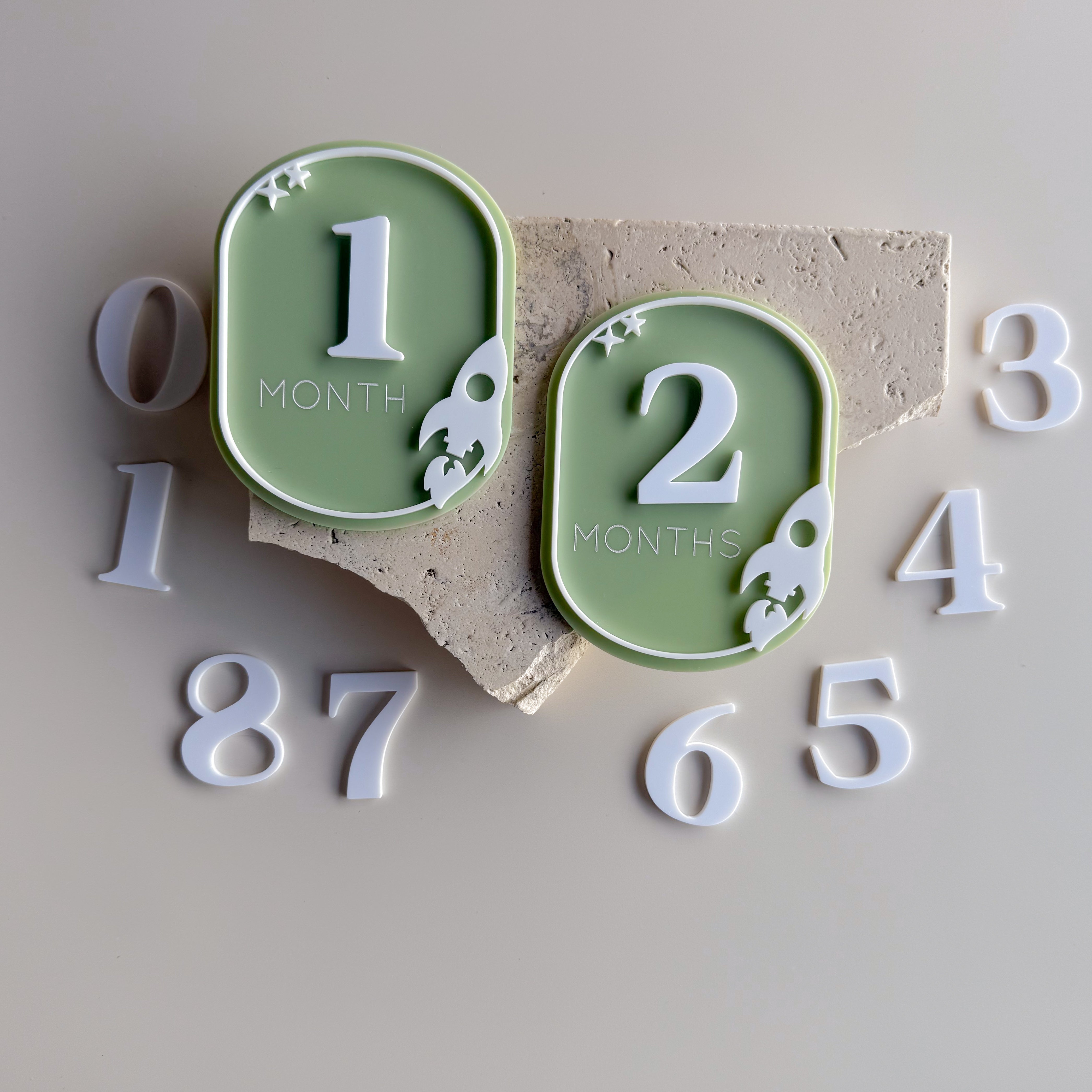 Rocketship Oval Interchangeable Milestone Set – Studio 26 Laser Designs