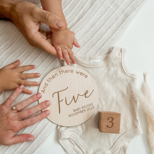 Pregnancy Announcement Plaque "And then there were"