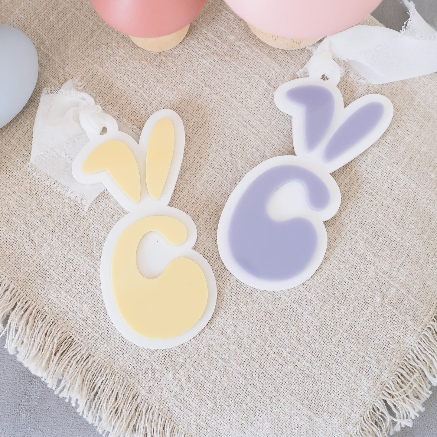 Bunny Ear Retro Initial Easter Basket Tag