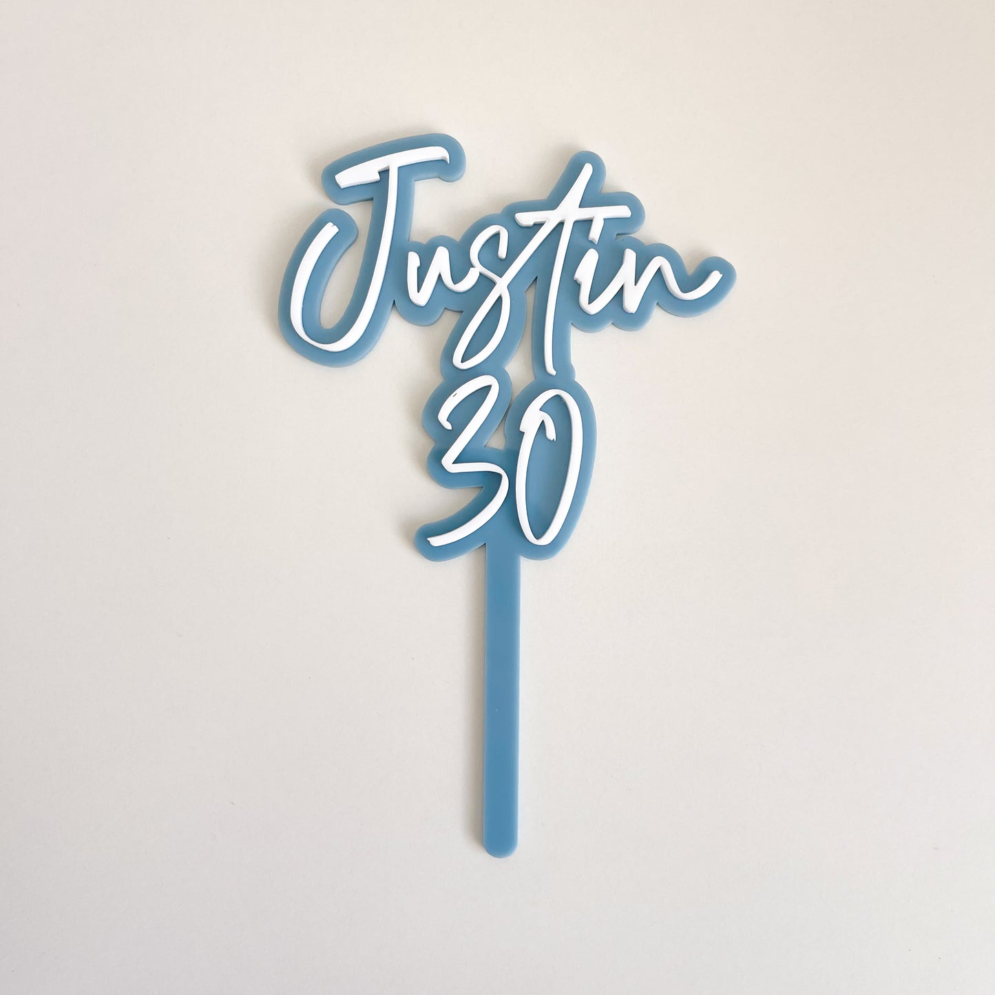 Name & age cursive cake topper