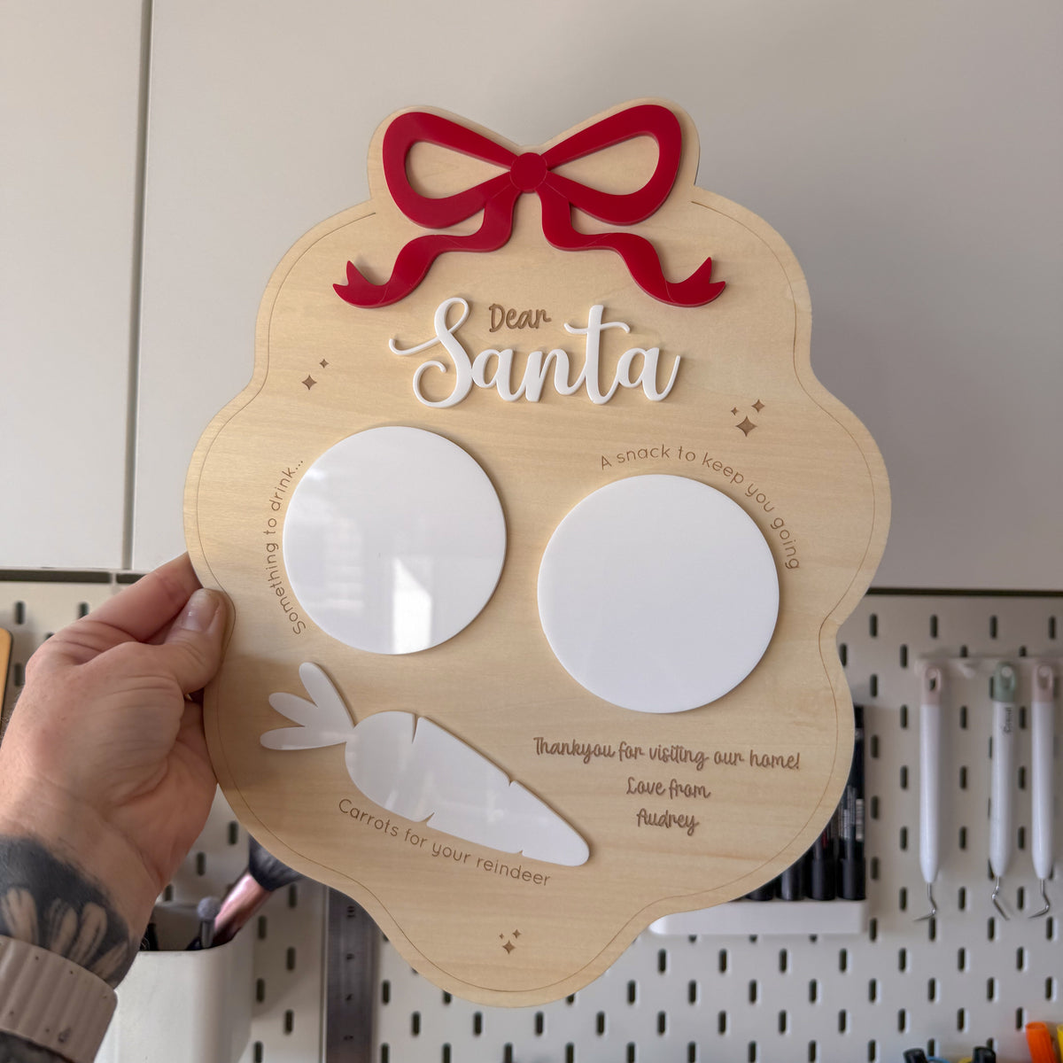 Santa Treat Board Framed Bow