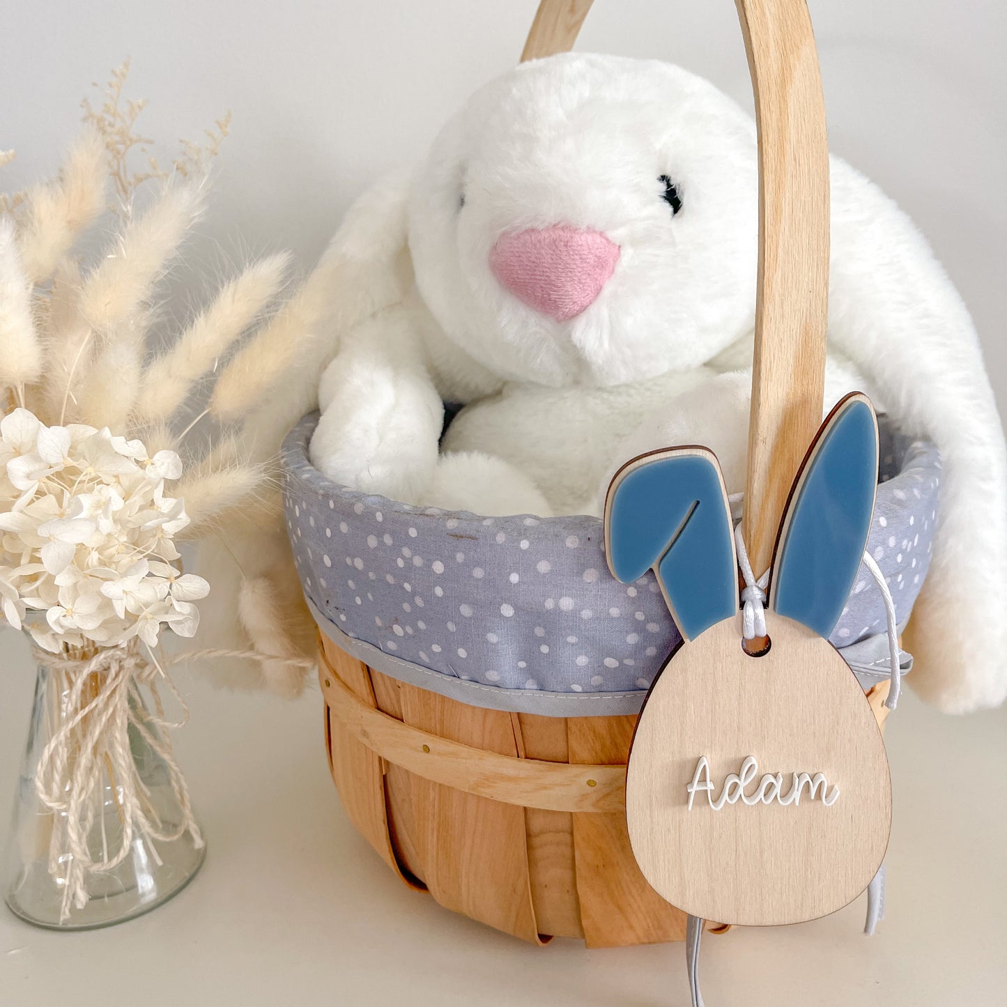 Bunny Ears Easter Basket Tag Coloured