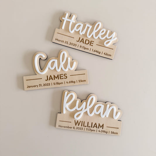 Personalised Birth Information Plaque
