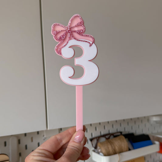 Number Cake Topper Double Layered Bow