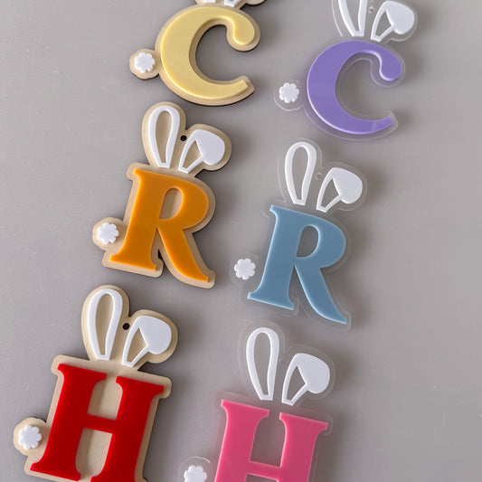 Initial Bunny Ear Easter Basket Tag