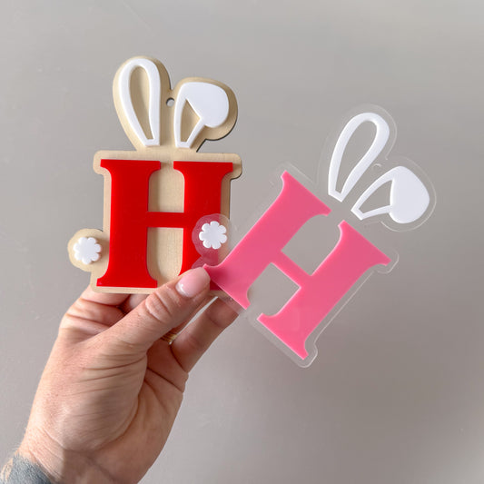 Initial Bunny Ear Easter Basket Tag