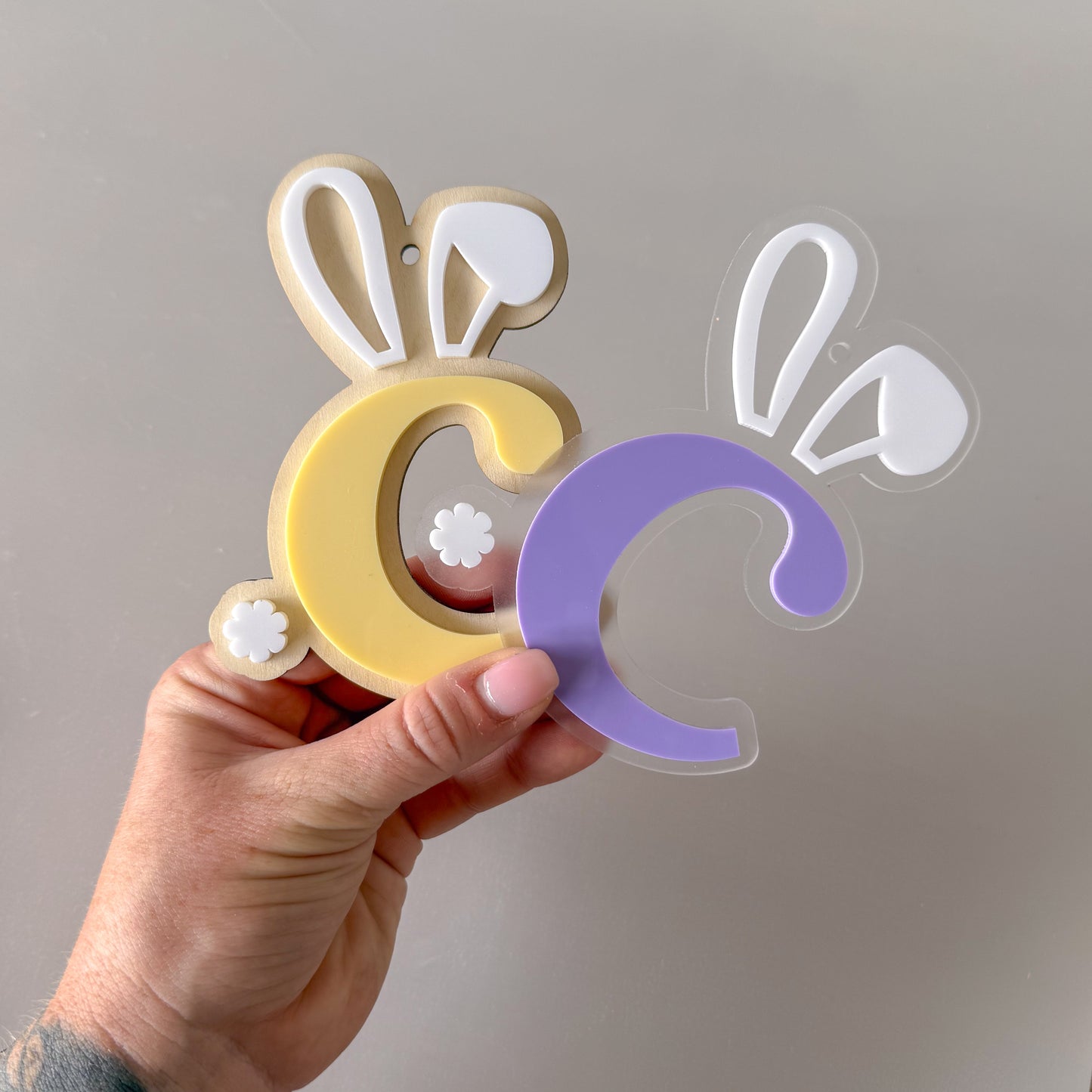 Initial Bunny Ear Easter Basket Tag
