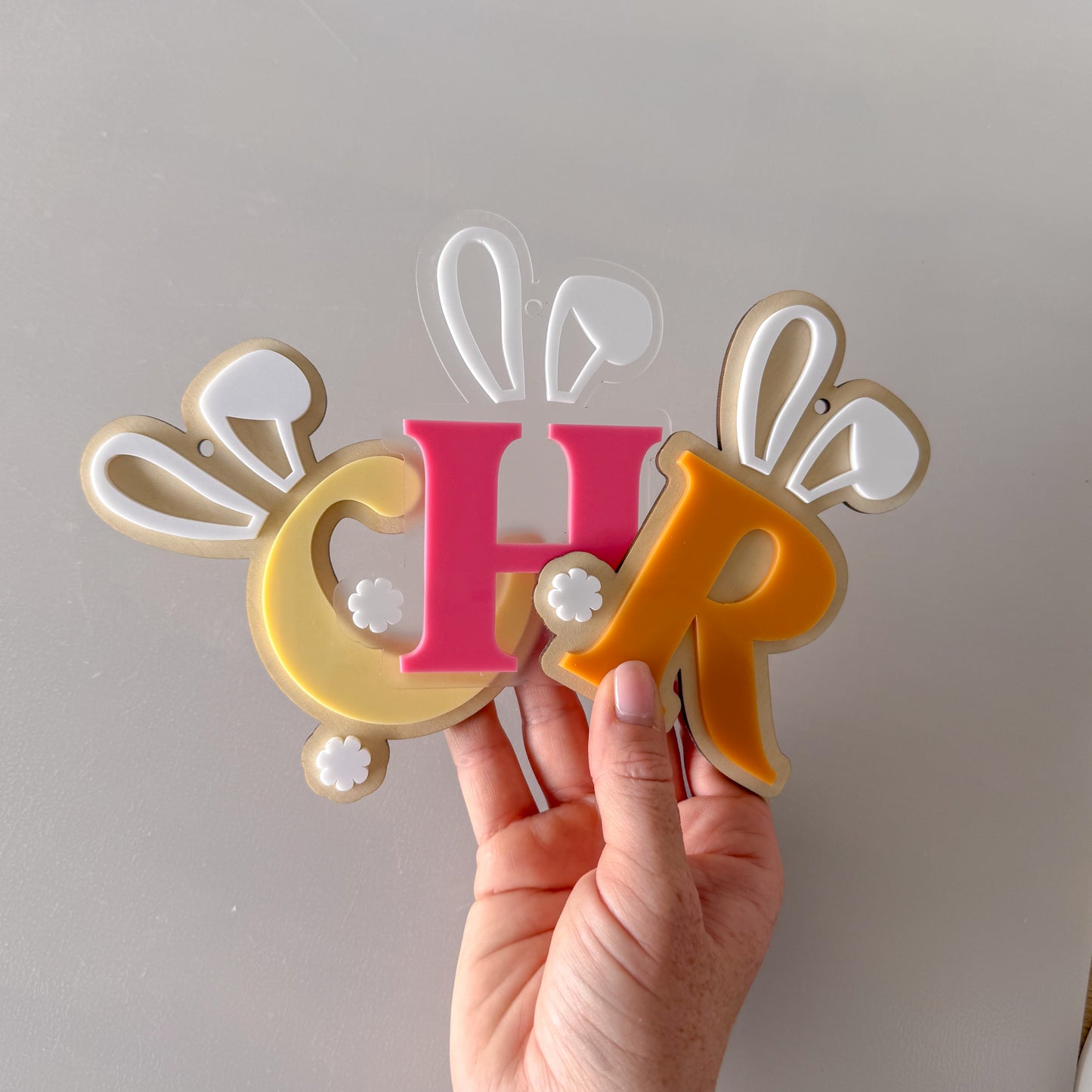 Initial Bunny Ear Easter Basket Tag