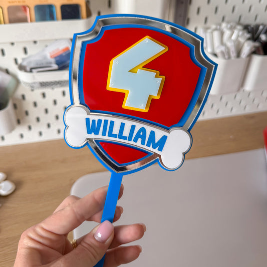 Puppy Rescue Theme Personalised Cake Topper