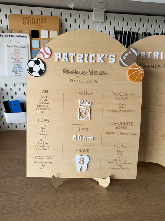 My First Birthday Board - Rookie Year