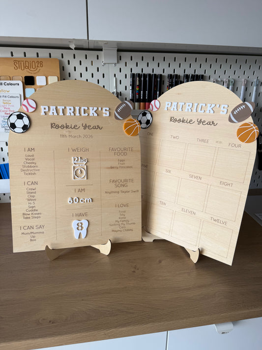 One Year Of Photo Board - Sports Rookie Year