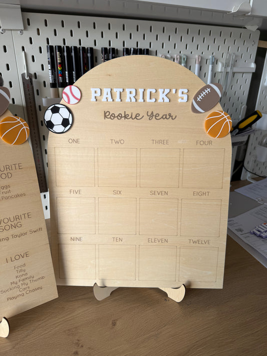 One Year Of Photo Board - Sports Rookie Year