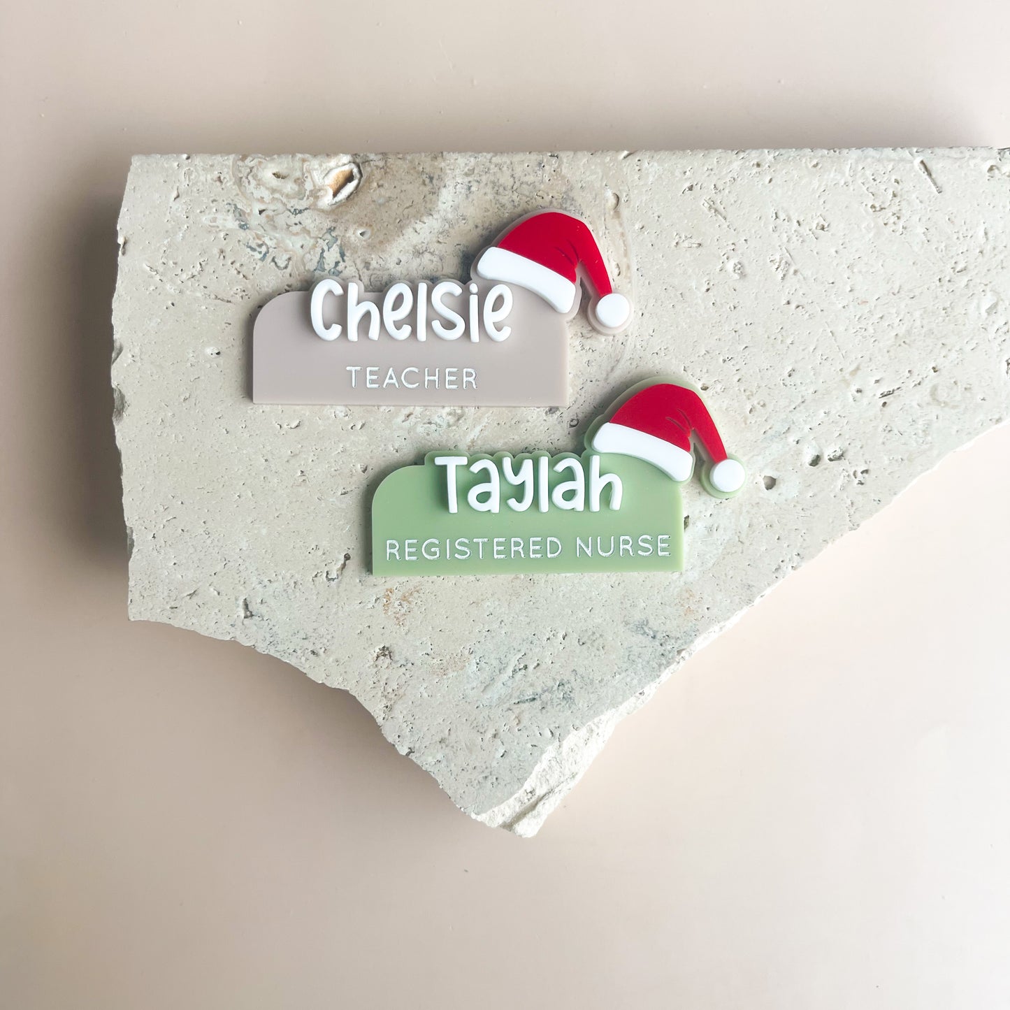 Personalised Magnetic Name Badge - Christmas Santa Hat