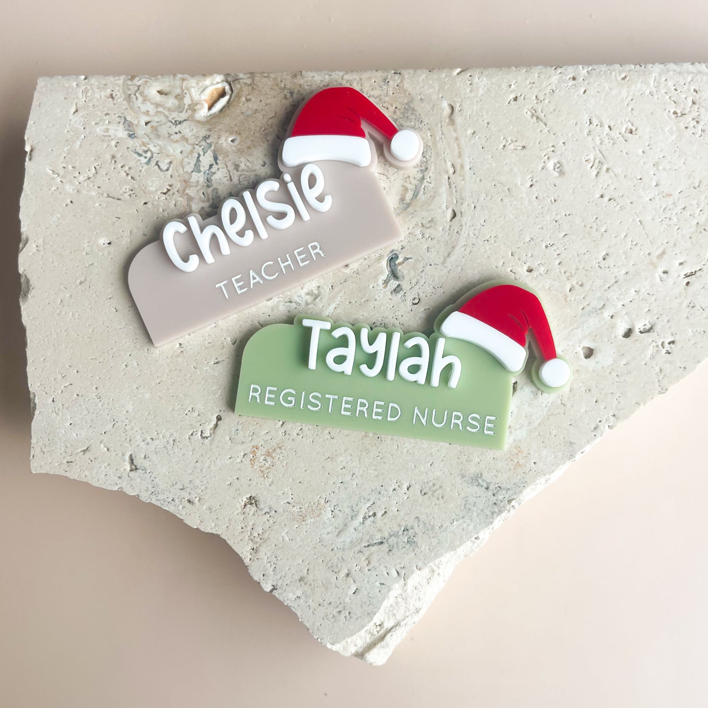 Personalised Magnetic Name Badge - Christmas Santa Hat