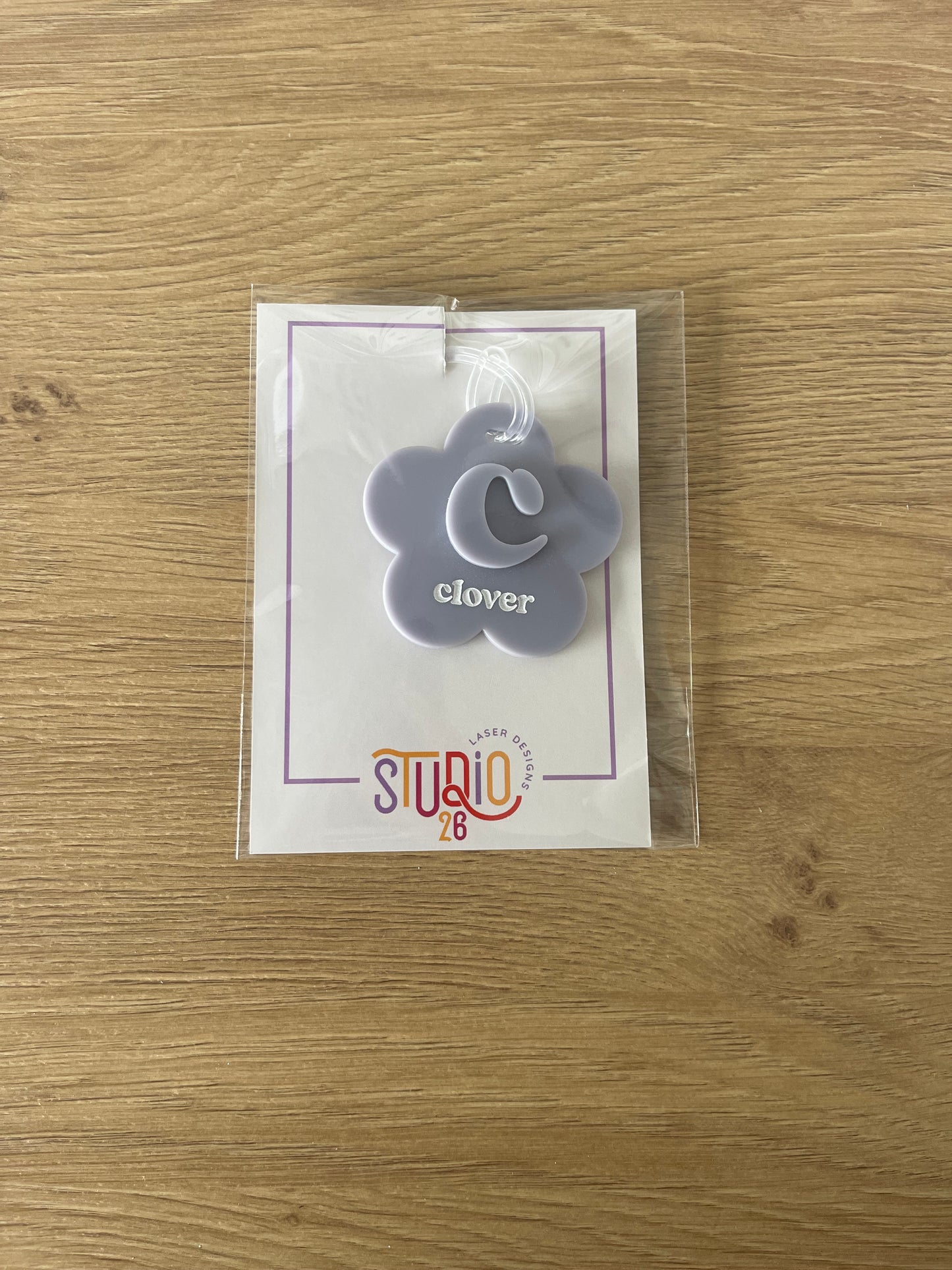 Bag Tag Floral Initial - Clover Lilac - Sample