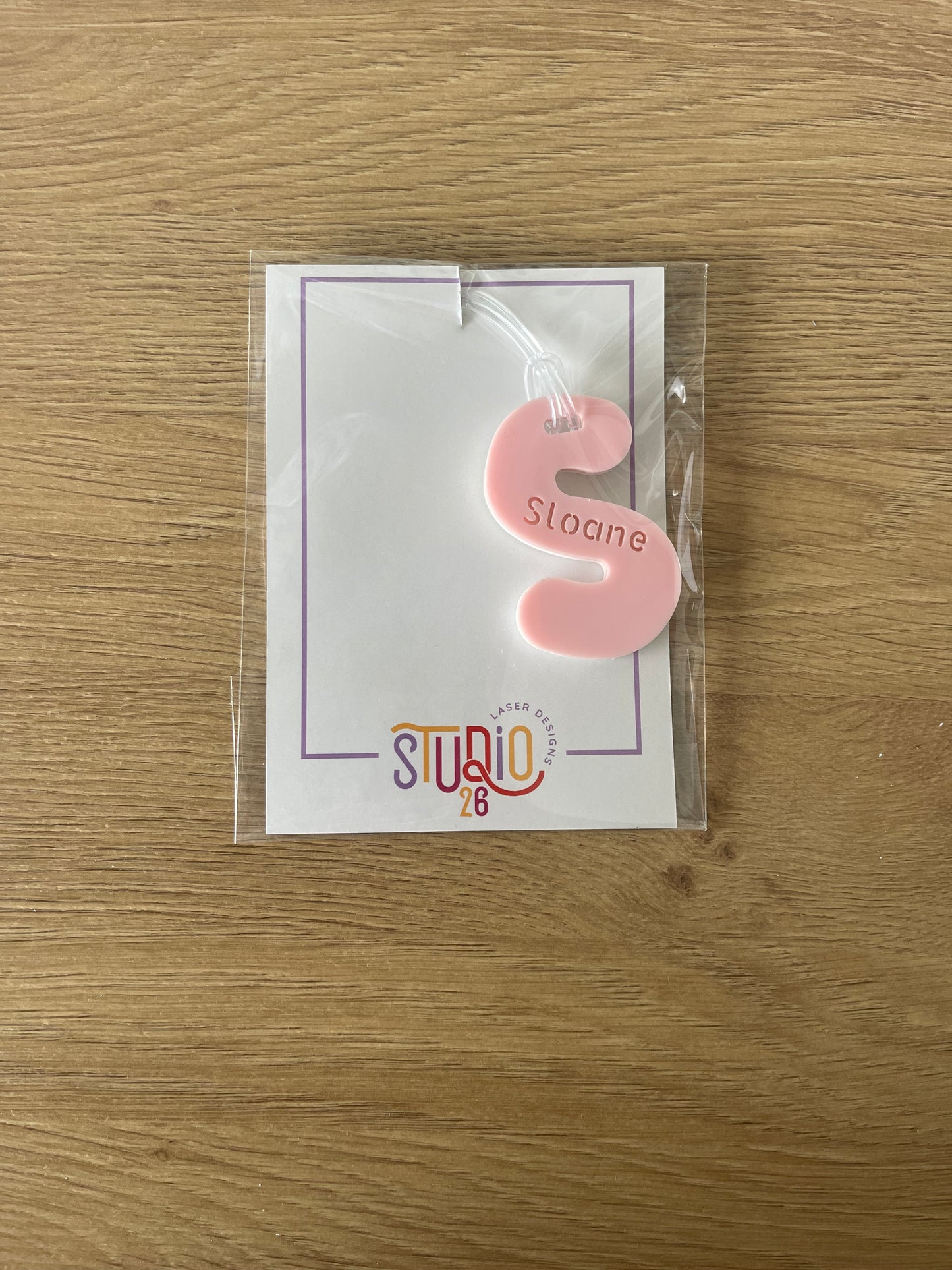 Bag Tag Initial - Sloane Strawberry - Sample