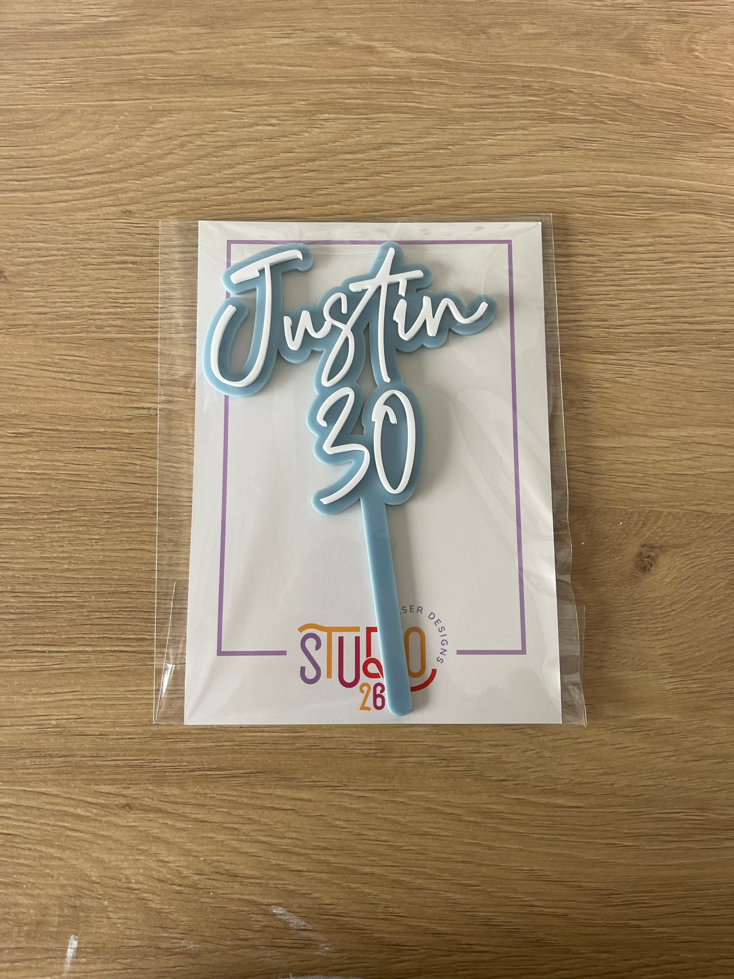 Cake Topper - Justin 30 Denim Blue - Sample