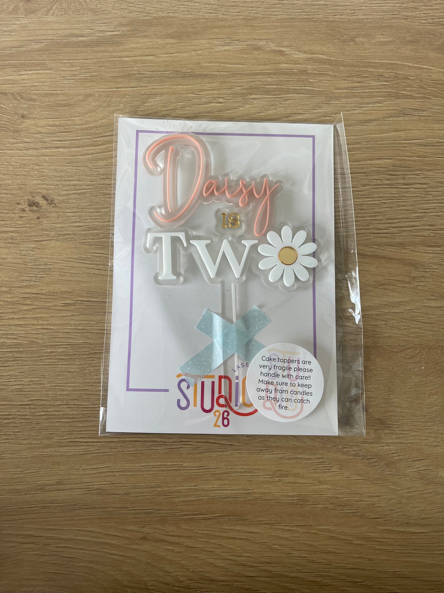 Daisy Two Cake Topper - Daisy Blush - Sample