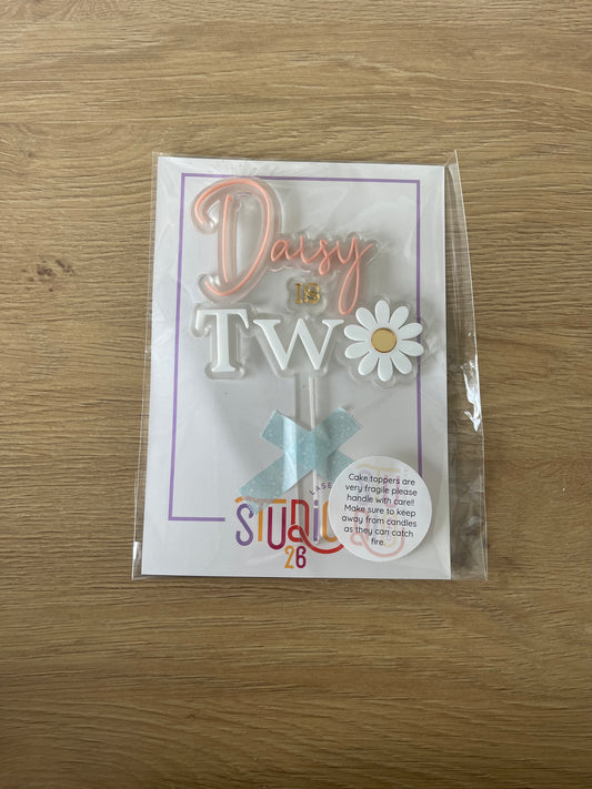 Daisy Two Cake Topper - Daisy Blush - Sample