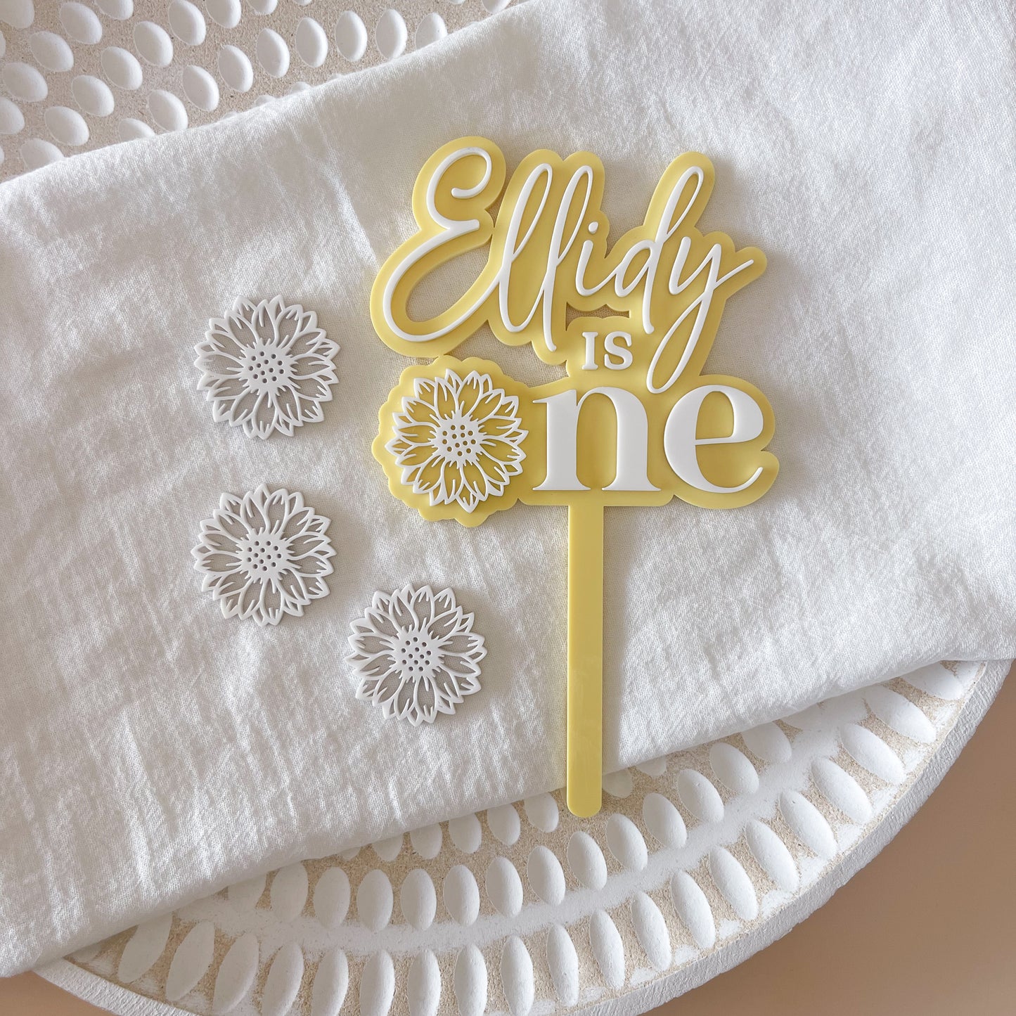 Sunflower "ONE" Personalised Cake Topper