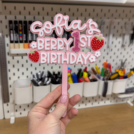Berry First Birthday Cake Topper