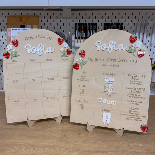 My First Birthday Board - Strawberries